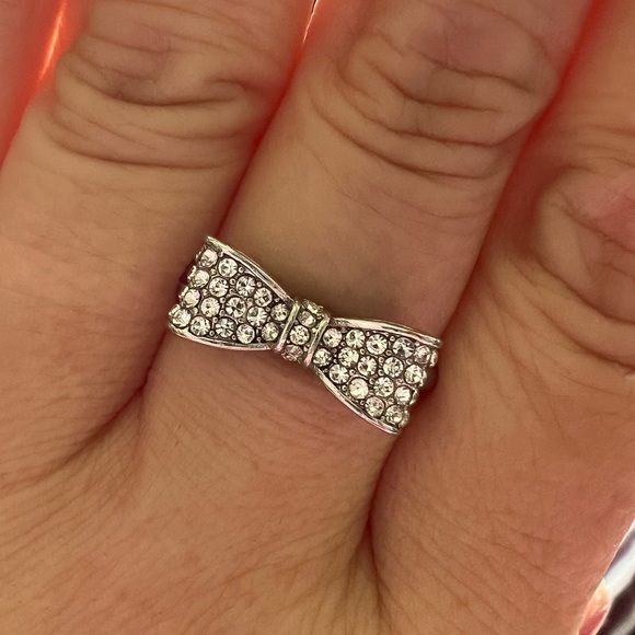 Sterling Silver Bow Tie CZ Pave Ring 10 - Picture 1 of 2